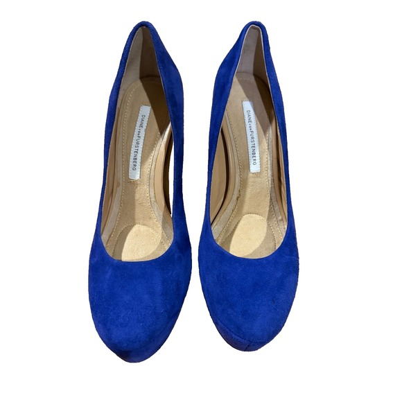 Diane Von Furstenberg Womens Blue Renee Suede‎ Pumps Size 7.5 $298.00